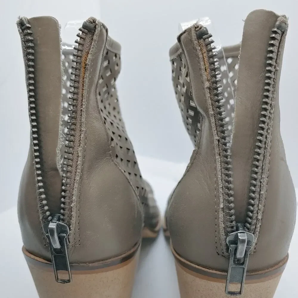 Kelsi Dagger Leather Taupe Gray Kyoto Shooties Sz 8